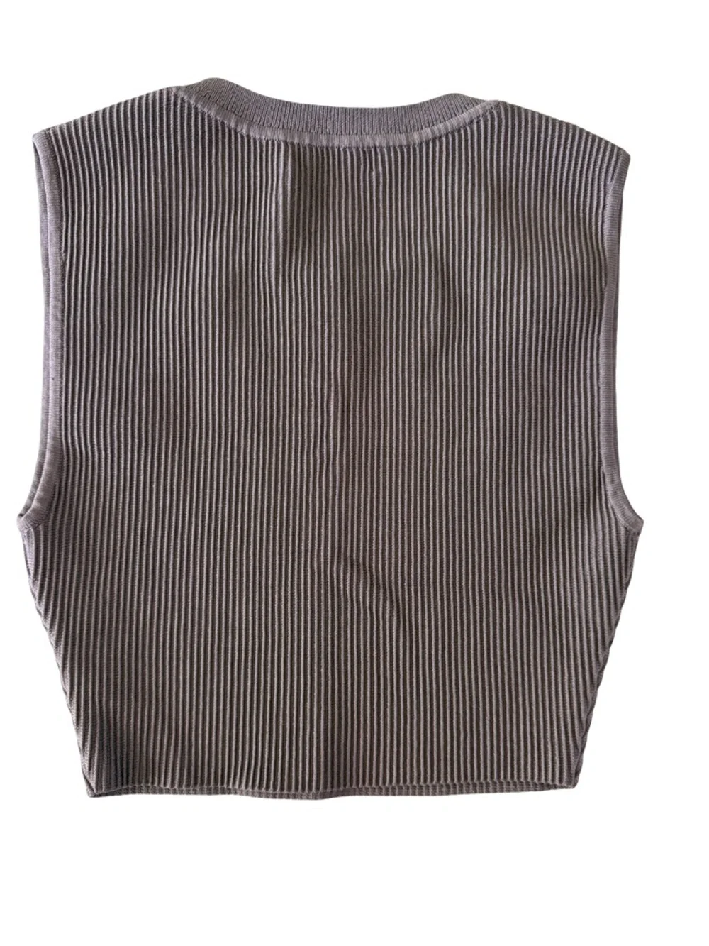 Babaton Ribbed Sculpt Knit Crop Top in Taupe
